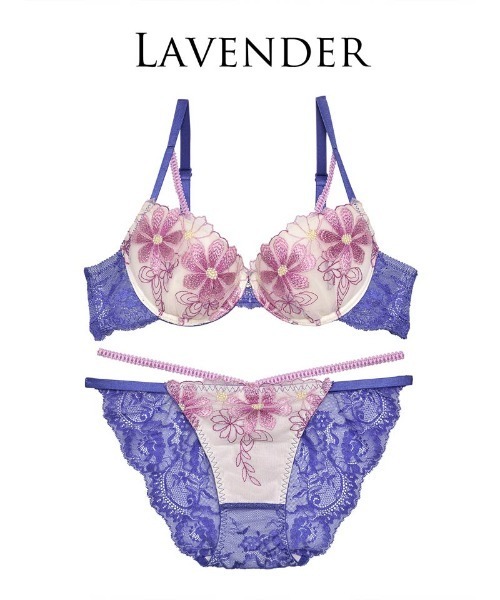 ワコール Salute 花柄刺繍C70ブラジャーMサイズTバックショーツセット