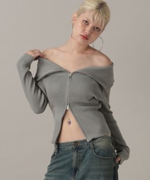 FOREVER 21 | 【2024FW】バイカラーダブルジップニットカーディガン(カーディガン/ボレロ)