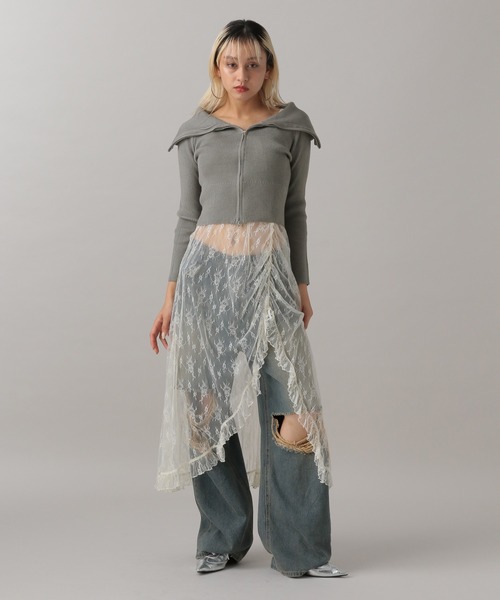 FOREVER 21（フォーエバー トゥエンティーワン）の「【2024FW】バイカラーダブルジップニットカーディガン（カーディガン/ボレロ・レディース・ブラック/ナチュラル/グリーン・FREE）」の20枚目の写真