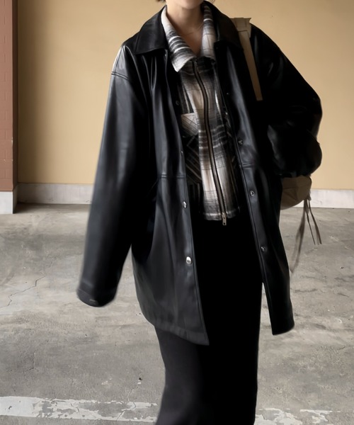 INTER FACTORY(インターファクトリー)の「YUKI- キルティング合皮ジャケット made in INTER FACTORY(その他アウター・レディース・ブラック・FREE)」の5枚目の写真