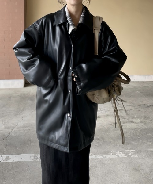 INTER FACTORY(インターファクトリー)の「YUKI- キルティング合皮ジャケット made in INTER FACTORY(その他アウター・レディース・ブラック・FREE)」の4枚目の写真