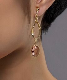 【As】【金属アレルギー対応】NO.160 変形ガラスチャーム　　ゆらゆら　ロングイヤリング（ニッケルフリー）(MA)