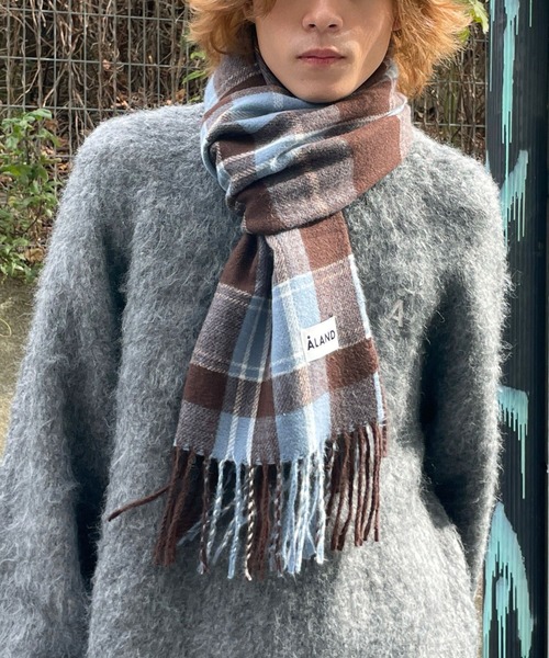 ALAND（エーランド）の「【UNISEX】ALAND／カシミヤタッチマフラー（マフラー・レディース・オフホワイト/チャコール/ピンク/アイボリー/ブラウン・FREE）」の4枚目の写真