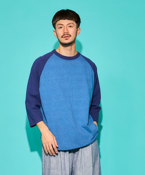WALLA WALLA SPORT（ワラワラスポーツ）の「PIGMENT DYE 2-TONE B.B. TEE / ピグメントダイ 2トーン ベースボール ティー（Tシャツ/カットソー・メンズ・ブラック/レッド/ブラウン/ネイビー/パープル/グリーン・X-LARGE/LARGE/XXX-LARGE/XX-LARGE/MEDIUM/SMALL）」の5枚目の写真