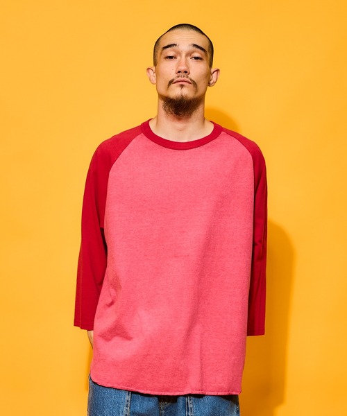 WALLA WALLA SPORT（ワラワラスポーツ）の「PIGMENT DYE 2-TONE B.B. TEE / ピグメントダイ 2トーン ベースボール ティー（Tシャツ/カットソー・メンズ・ブラック/レッド/ブラウン/ネイビー/パープル/グリーン・X-LARGE/LARGE/XXX-LARGE/XX-LARGE/MEDIUM/SMALL）」の6枚目の写真