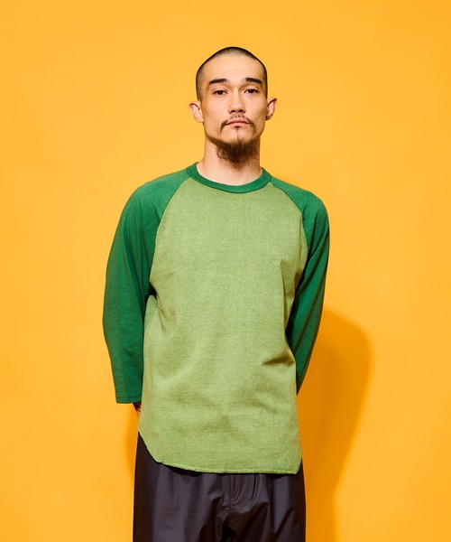 WALLA WALLA SPORT（ワラワラスポーツ）の「PIGMENT DYE 2-TONE B.B. TEE / ピグメントダイ 2トーン ベースボール ティー（Tシャツ/カットソー・メンズ・ブラック/レッド/ブラウン/ネイビー/パープル/グリーン・X-LARGE/LARGE/XXX-LARGE/XX-LARGE/MEDIUM/SMALL）」の4枚目の写真