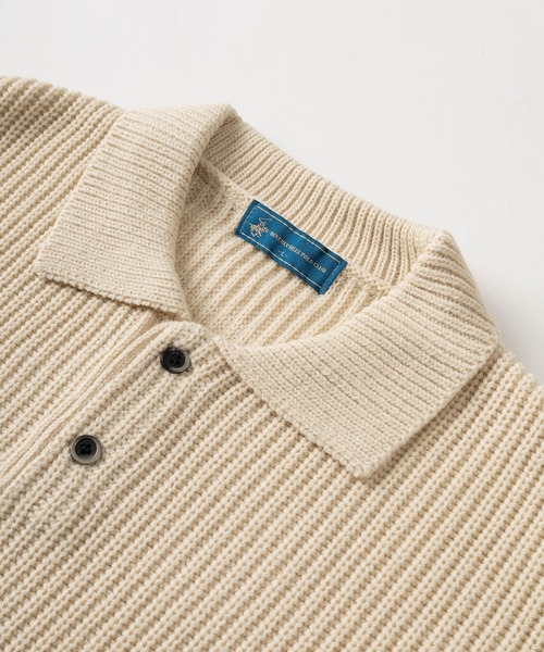 BEVERLY HILLS POLO CLUB(ビバリーヒルズポロクラブ)の「【BEVERLY HILLS POLO CLUB/ビバリーヒルズポロクラブ】ワンポイントロゴ刺繍デザイン ビッグシルエット 畦編み ロングスリーブポロニット/オーバーサイズ(ニット/セーター・レディース・ブラック/アイボリー・L/M)」の5枚目の写真
