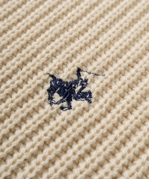 BEVERLY HILLS POLO CLUB(ビバリーヒルズポロクラブ)の「【BEVERLY HILLS POLO CLUB/ビバリーヒルズポロクラブ】ワンポイントロゴ刺繍デザイン ビッグシルエット 畦編み ロングスリーブポロニット/オーバーサイズ(ニット/セーター・レディース・ブラック/アイボリー・L/M)」の7枚目の写真