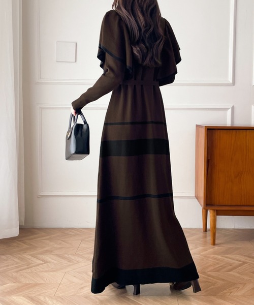 【セール】配色ショルーフリルニットワンピース（ワンピース）｜ABITOKYO（アビトーキョー）