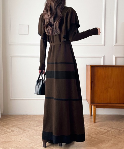 【セール】配色ショルーフリルニットワンピース（ワンピース）｜ABITOKYO（アビトーキョー）