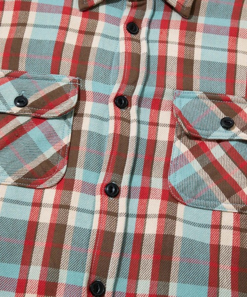 go slow caravan（ゴースローキャラバン）の「ALCARZA/アルカルザ　HEAVY FLANNEL CHECK WORK SHIRTS（シャツ/ブラウス・メンズ・サックスブルー/アイボリー/イエロー・LARGE/MEDIUM/X-LARGE）」の5枚目の写真