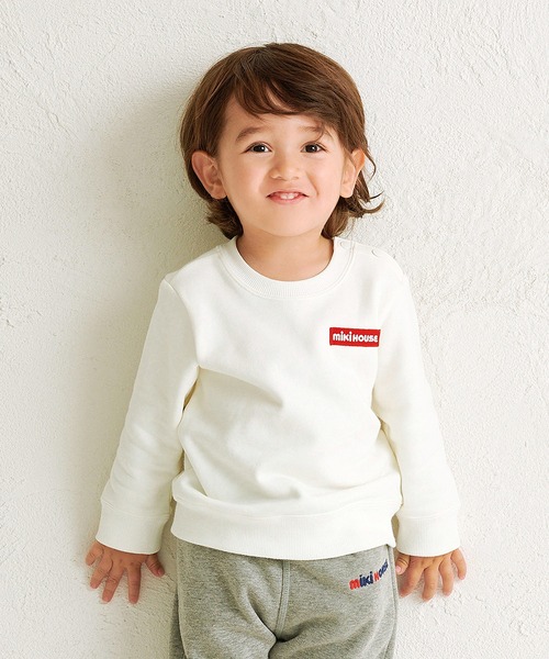 MIKI HOUSE（ミキハウス）の「【WEB限定】ワッペンロゴトレーナー（スウェット・キッズ・グリーン系その他2/パープル/サーモンピンク/ホワイト/ブラック/ブルー・80ｃｍ/140cm/130cm/120cm/110cm/100cm/90cm）」の2枚目の写真