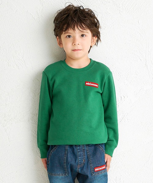 MIKI HOUSE（ミキハウス）の「【WEB限定】ワッペンロゴトレーナー（スウェット・キッズ・グリーン系その他2/パープル/サーモンピンク/ホワイト/ブラック/ブルー・80ｃｍ/140cm/130cm/120cm/110cm/100cm/90cm）」の4枚目の写真