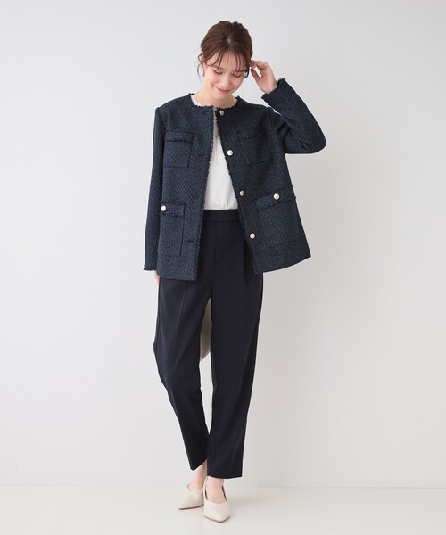 SHOO・LA・RUE（シューラルー）の「【洗える/S-3L/セットアップ可】セレモニーや通勤に カットジョーゼットテーパードパンツ（その他パンツ・レディース・ブラック/ネイビー/ナチュラル・04/03/02/01/05）」の19枚目の写真