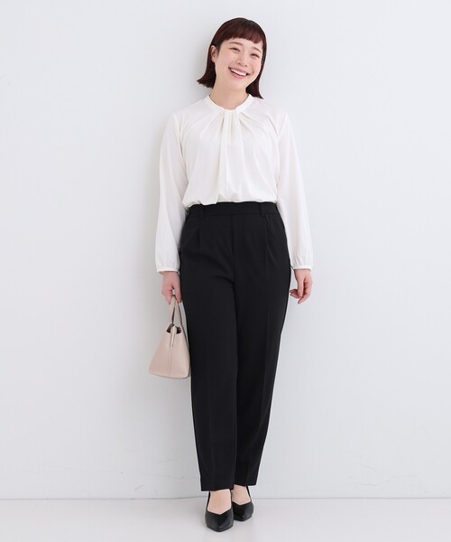 SHOO・LA・RUE（シューラルー）の「【洗える/S-3L/セットアップ可】セレモニーや通勤に カットジョーゼットテーパードパンツ（その他パンツ・レディース・ブラック/ネイビー/ナチュラル・04/03/02/01/05）」の12枚目の写真