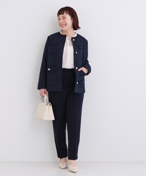 SHOO・LA・RUE（シューラルー）の「【洗える/S-3L/セットアップ可】セレモニーや通勤に カットジョーゼットテーパードパンツ（その他パンツ・レディース・ブラック/ネイビー/ナチュラル・04/03/02/01/05）」の15枚目の写真