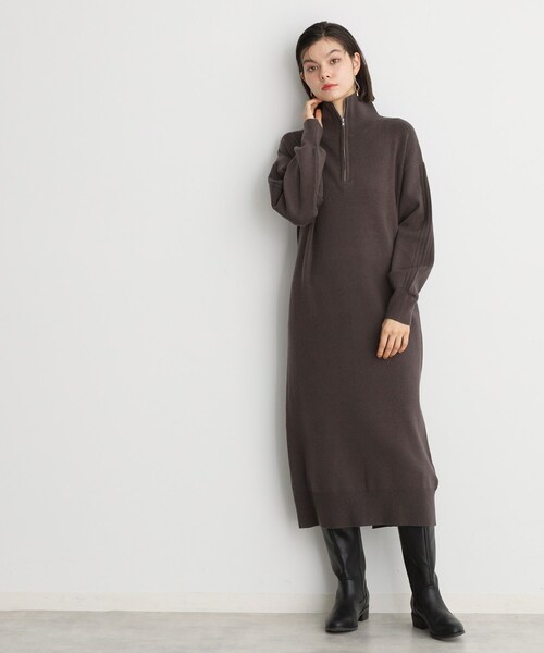 THE SHOP TK （ザ ショップ ティーケー ）の「◆【毛玉になりにくい/静電気防止】ハーフジップワンピース/洗える（ワンピース・レディース・ライトグレー/スミクロ/ブラック/ボルドー・12/13）」の3枚目の写真