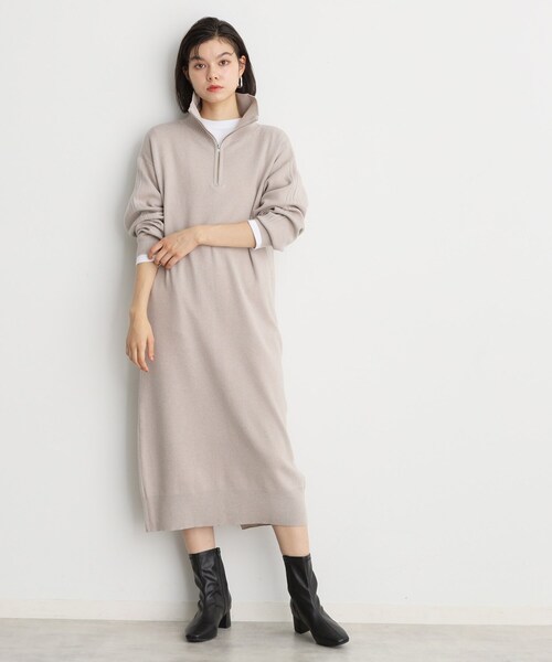 THE SHOP TK （ザ ショップ ティーケー ）の「◆【毛玉になりにくい/静電気防止】ハーフジップワンピース/洗える（ワンピース・レディース・ライトグレー/スミクロ/ブラック/ボルドー・12/13）」の4枚目の写真