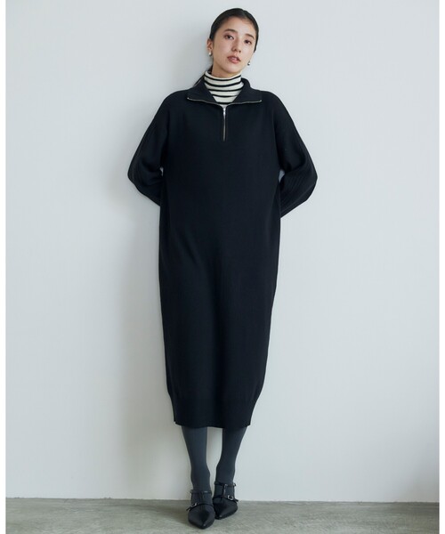 THE SHOP TK （ザ ショップ ティーケー ）の「◆【毛玉になりにくい/静電気防止】ハーフジップワンピース/洗える（ワンピース・レディース・ライトグレー/スミクロ/ブラック/ボルドー・12/13）」の5枚目の写真