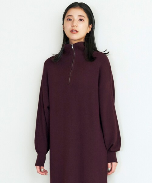 THE SHOP TK （ザ ショップ ティーケー ）の「◆【毛玉になりにくい/静電気防止】ハーフジップワンピース/洗える（ワンピース・レディース・ライトグレー/スミクロ/ブラック/ボルドー・12/13）」の7枚目の写真