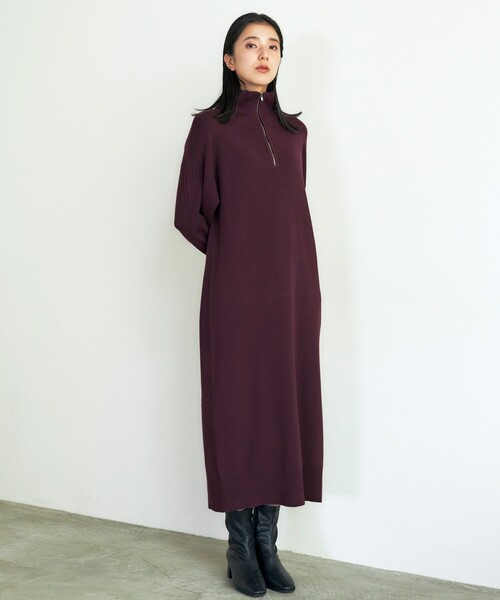 THE SHOP TK （ザ ショップ ティーケー ）の「◆【毛玉になりにくい/静電気防止】ハーフジップワンピース/洗える（ワンピース・レディース・ライトグレー/スミクロ/ブラック/ボルドー・12/13）」の8枚目の写真