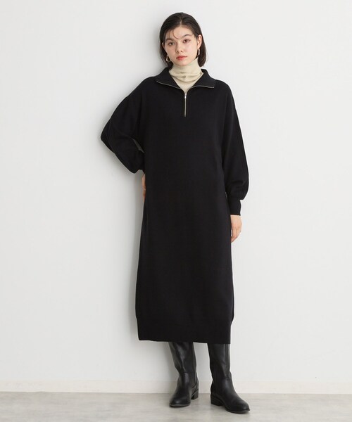 THE SHOP TK （ザ ショップ ティーケー ）の「◆【毛玉になりにくい/静電気防止】ハーフジップワンピース/洗える（ワンピース・レディース・ライトグレー/スミクロ/ブラック/ボルドー・12/13）」の16枚目の写真