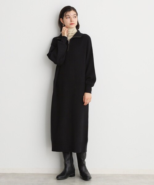 THE SHOP TK （ザ ショップ ティーケー ）の「◆【毛玉になりにくい/静電気防止】ハーフジップワンピース/洗える（ワンピース・レディース・ライトグレー/スミクロ/ブラック/ボルドー・12/13）」の17枚目の写真