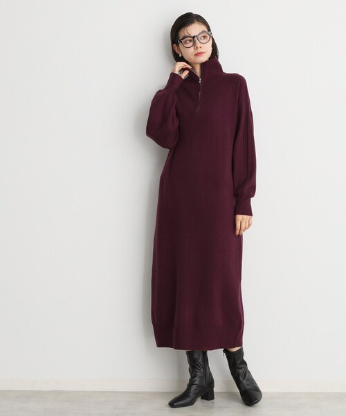 THE SHOP TK （ザ ショップ ティーケー ）の「◆【毛玉になりにくい/静電気防止】ハーフジップワンピース/洗える（ワンピース・レディース・ライトグレー/スミクロ/ブラック/ボルドー・12/13）」の20枚目の写真