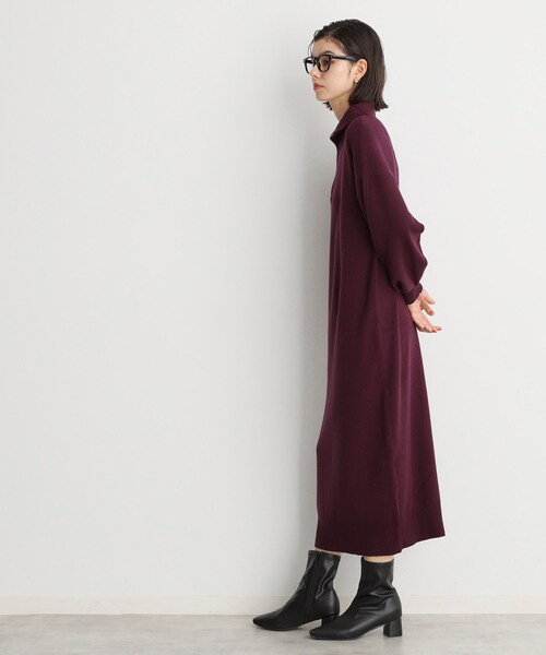 THE SHOP TK （ザ ショップ ティーケー ）の「◆【毛玉になりにくい/静電気防止】ハーフジップワンピース/洗える（ワンピース・レディース・ライトグレー/スミクロ/ブラック/ボルドー・12/13）」の21枚目の写真