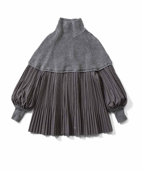 Live in comfort（リブインコンフォート）の「リブ　イン　コンフォート　お出かけにぴったり　プリーツドッキングニットブラウス（ニット/セーター・レディース・ブラウン/ブラック/ネイビー/グレー・L/LL/M/3L/S/4L）」の3枚目の写真