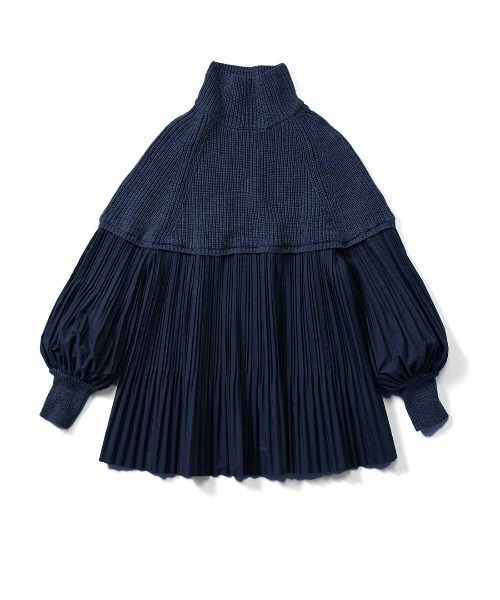 Live in comfort（リブインコンフォート）の「リブ　イン　コンフォート　お出かけにぴったり　プリーツドッキングニットブラウス（ニット/セーター・レディース・ブラウン/ブラック/ネイビー/グレー・L/LL/M/3L/S/4L）」の20枚目の写真