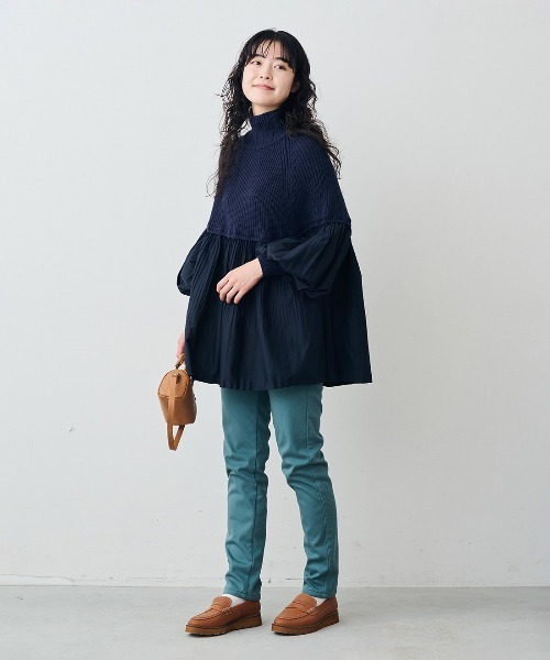 Live in comfort（リブインコンフォート）の「リブ　イン　コンフォート　お出かけにぴったり　プリーツドッキングニットブラウス（ニット/セーター・レディース・ブラウン/ブラック/ネイビー/グレー・L/LL/M/3L/S/4L）」の14枚目の写真