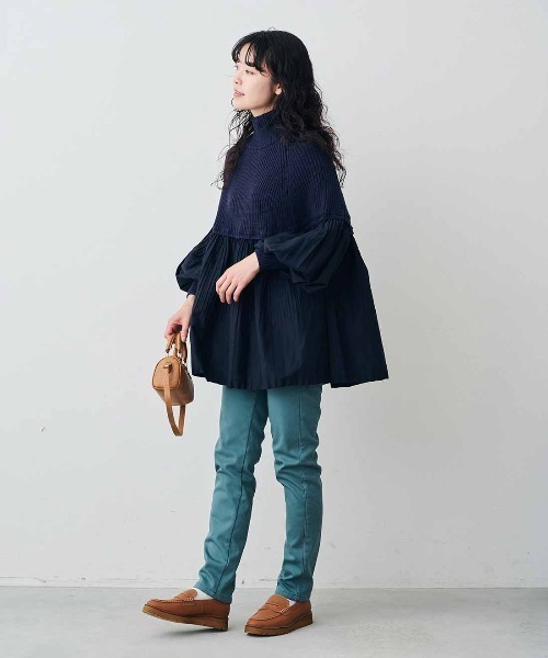 Live in comfort（リブインコンフォート）の「リブ　イン　コンフォート　お出かけにぴったり　プリーツドッキングニットブラウス（ニット/セーター・レディース・ブラウン/ブラック/ネイビー/グレー・L/LL/M/3L/S/4L）」の15枚目の写真