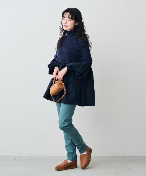 Live in comfort（リブインコンフォート）の「リブ　イン　コンフォート　お出かけにぴったり　プリーツドッキングニットブラウス（ニット/セーター・レディース・ブラウン/ブラック/ネイビー/グレー・L/LL/M/3L/S/4L）」の16枚目の写真