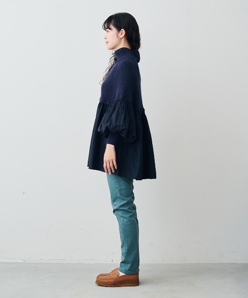 Live in comfort（リブインコンフォート）の「リブ　イン　コンフォート　お出かけにぴったり　プリーツドッキングニットブラウス（ニット/セーター・レディース・ブラウン/ブラック/ネイビー/グレー・L/LL/M/3L/S/4L）」の17枚目の写真