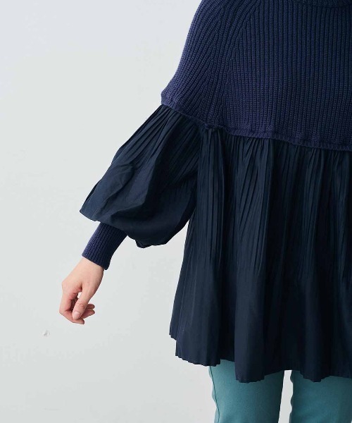 Live in comfort（リブインコンフォート）の「リブ　イン　コンフォート　お出かけにぴったり　プリーツドッキングニットブラウス（ニット/セーター・レディース・ブラウン/ブラック/ネイビー/グレー・L/LL/M/3L/S/4L）」の19枚目の写真