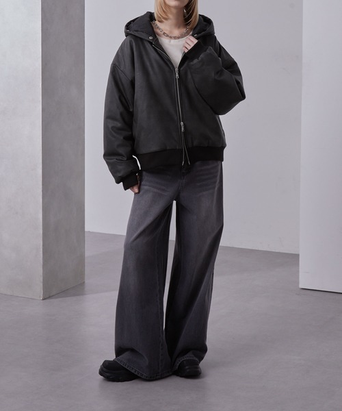 ヴィンテージ合皮 ファーフードブルゾン（ブルゾン）｜Loose/ルース