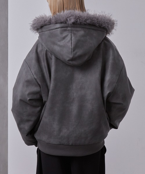 ヴィンテージ合皮 ファーフードブルゾン（ブルゾン）｜Loose/ルース