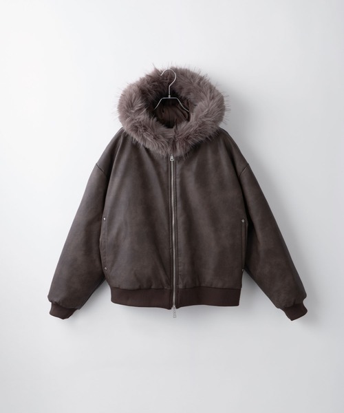 ヴィンテージ合皮 ファーフードブルゾン（ブルゾン）｜Loose/ルース