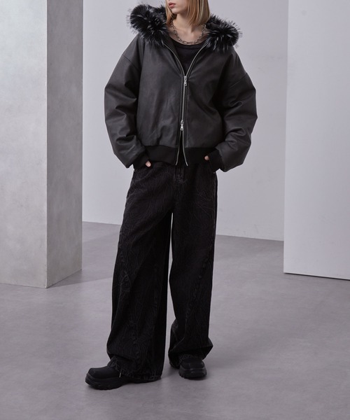 ヴィンテージ合皮 ファーフードブルゾン（ブルゾン）｜Loose/ルース