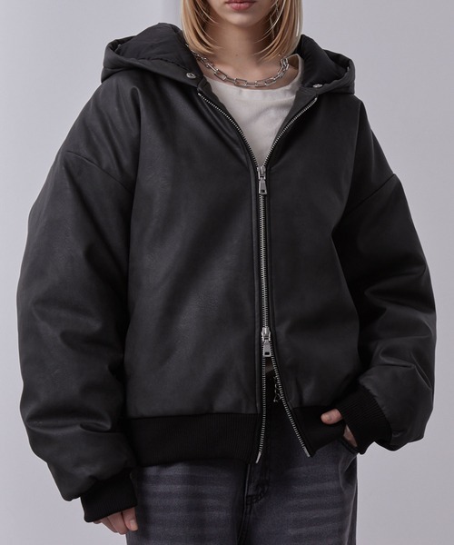 ヴィンテージ合皮 ファーフードブルゾン（ブルゾン）｜Loose/ルース