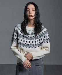 ノルディック求心柄ニットトップス［Soiunique］