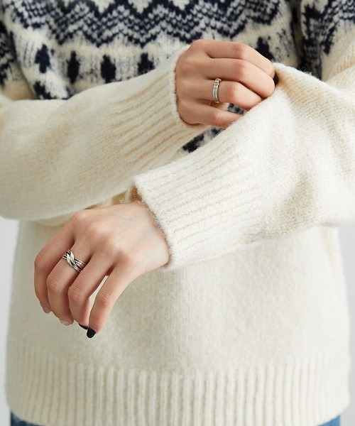Soiunique（スワユニーク）の「ノルディック求心柄ニットトップス［Soiunique］（ニット/セーター・レディース・ベージュ/ブラック/アイボリー/チャコールグレー/ネイビー・M/L/LL）」の17枚目の写真