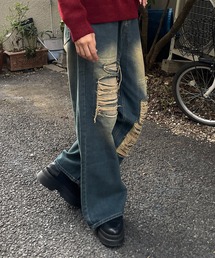 ダメージデニムワイドパンツ