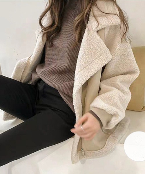 SHEPP(シープ)の「フェイクムートンボアジャケット(ブルゾン・レディース・アイボリー/ベージュ・L/M)」の6枚目の写真
