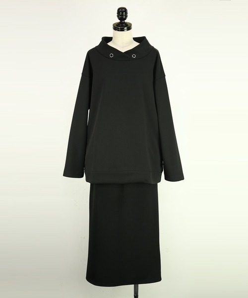 and it_（アンドイット）の「ペアスキン裏ベロアセットアップ（セットアップ・レディース・ネイビー/アイボリー/ブラック・M/L）」の7枚目の写真