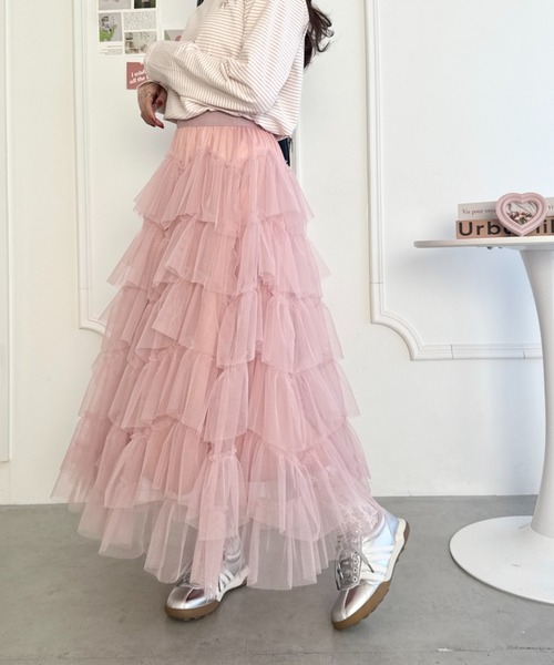 Loueme（ルエム）の「ボリュームティアードチュールスカート（スカート・レディース・ピンク/アイボリー/ブラック/ブルーグレー/ホワイト・FREE）」の12枚目の写真