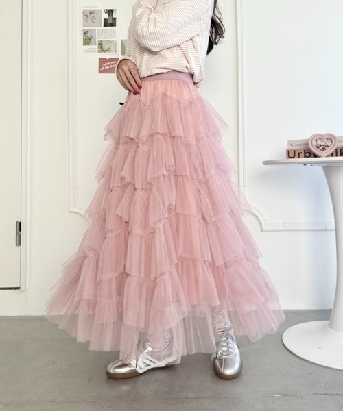 Loueme（ルエム）の「ボリュームティアードチュールスカート（スカート・レディース・ピンク/アイボリー/ブラック/ブルーグレー/ホワイト・FREE）」の13枚目の写真
