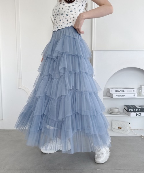 美品 BLUE LABAL CRESTBRIDE チュールマキシスカート M 美品 BLUE LABAL CRESTBRIDE チュールマキシスカート M クレスト