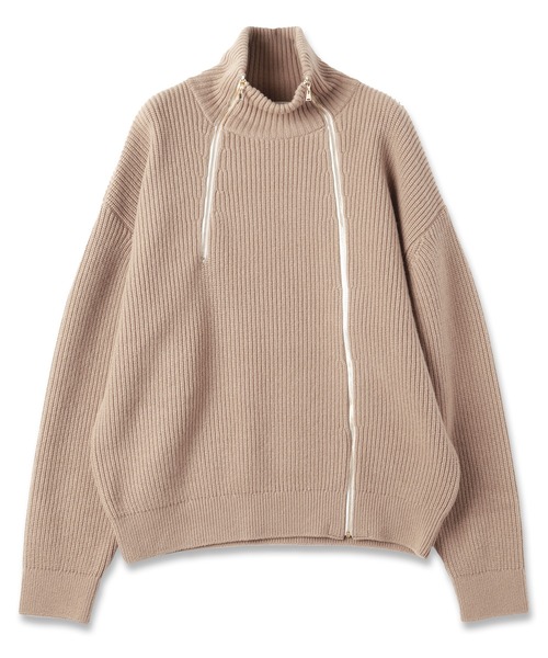 CULLNI（クルニ）の「CLUEL × CULLNI　 Double Zip High Neck Knit（ニット/セーター・レディース・ピンク/ベージュ・1/2/0）」の3枚目の写真